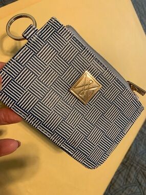 Michelle McDowell Blue & White Nautical Patterned Zip Card Wallet with Keyring